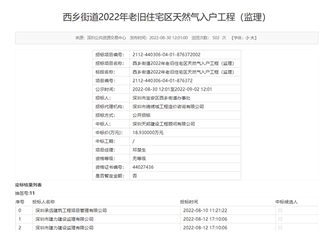 西乡街道2022年老旧住宅区天然气入户工程(监理)